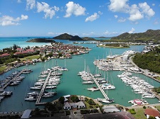 Jolly Harbour Marina,Antigua marinas:  aerial view of the harbour