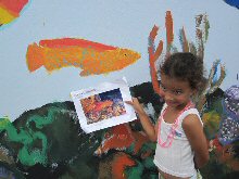 Wyland Wall, Antigua Special Projects: EVEN  the  "tiny tots"  got to paint.